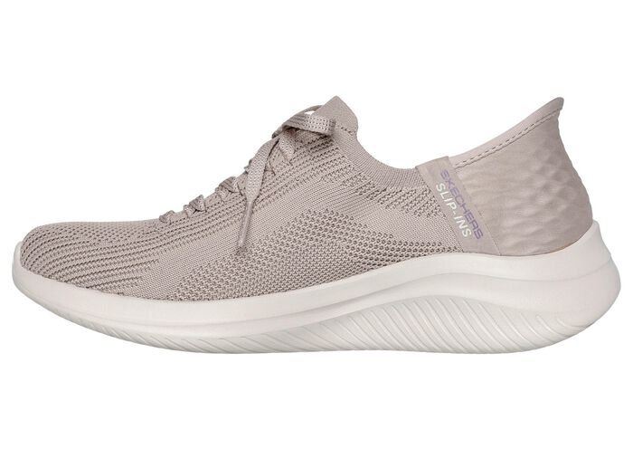 SKECHERS, sportiga damsneakers, med gjuten slip-in-h&auml;lplatta TAUPE